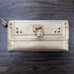 Chloe Paddington Metallic Gold Leather Long Wallet